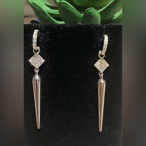 Stella & Dot Modern Silver Drop Earrings